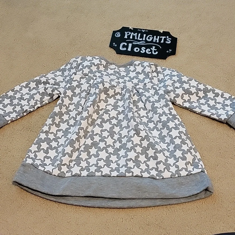 Nannette Kids Dress Long Sleeve 18M Gray White Stars